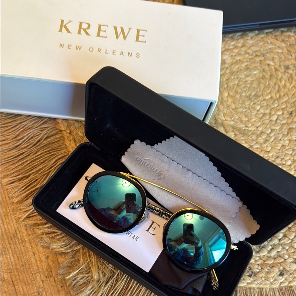 KREWE Sunglasses with Reflective Blue Lenses
